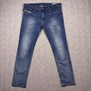 Diesel Tavar-XP Slim Skinny Jeans Mens 34 Blue Stretch Denim Distressed Fade